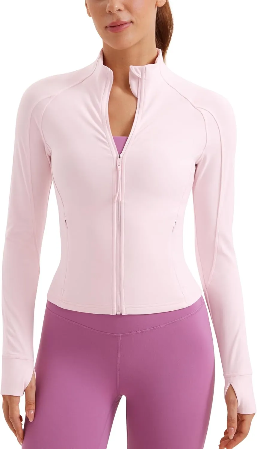 CRZ YOGA Butterluxe Waist-Length Full-Zip Jacket in Strawberry Pink