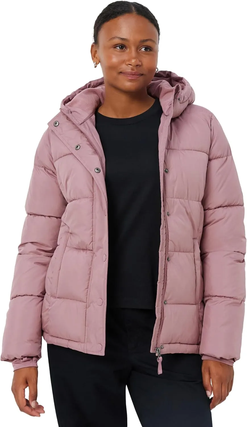 Amazon Essentials Women's Heavyweight Hooded Puffer Jacket in Dusty Rose