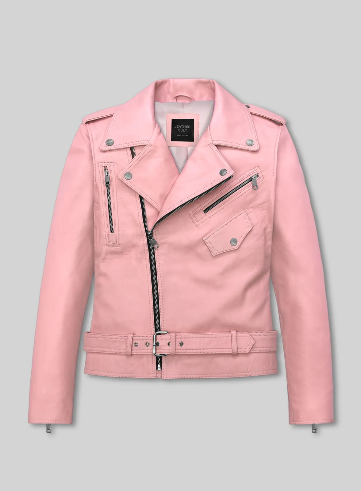 LeatherCult Light Pink Jessica Alba Leather Jacket in Pink (collection sample)
