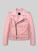 LeatherCult Light Pink Jessica Alba Leather Jacket in Pink (collection sample)