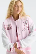 LoveShackFancy Fanatics x LoveShackFancy Collegiate Varsity Jacket in BAMA PINK