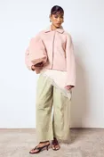 Boohoo Wool Look Button Up Jacket in Pink