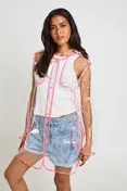 Boohoo Trim Detail Transparent Festival Mac in Pink