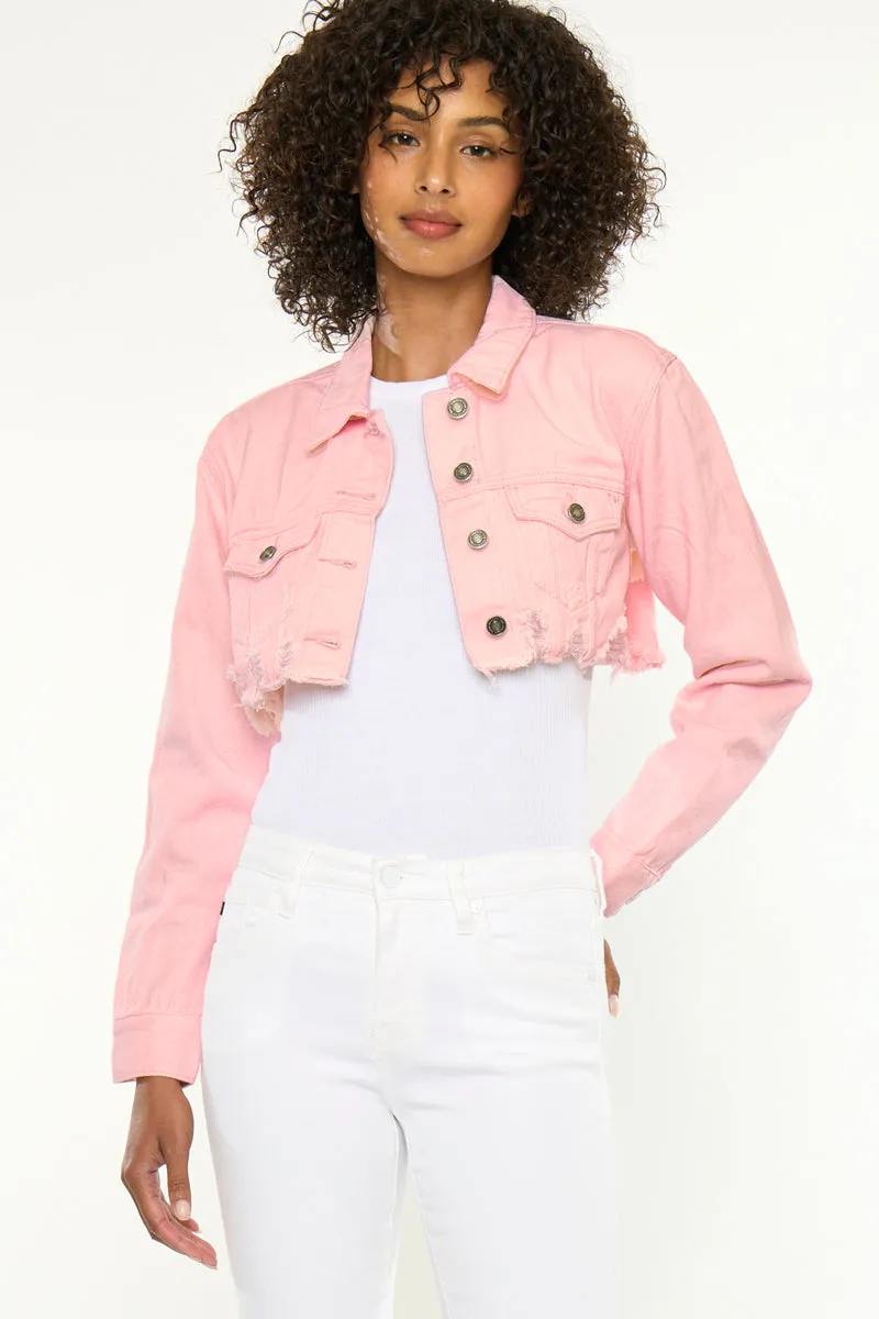 KanCan Cristal Denim Jacket in Pink