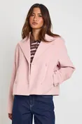Boohoo Double Breast Wool Look Jacket in Pink