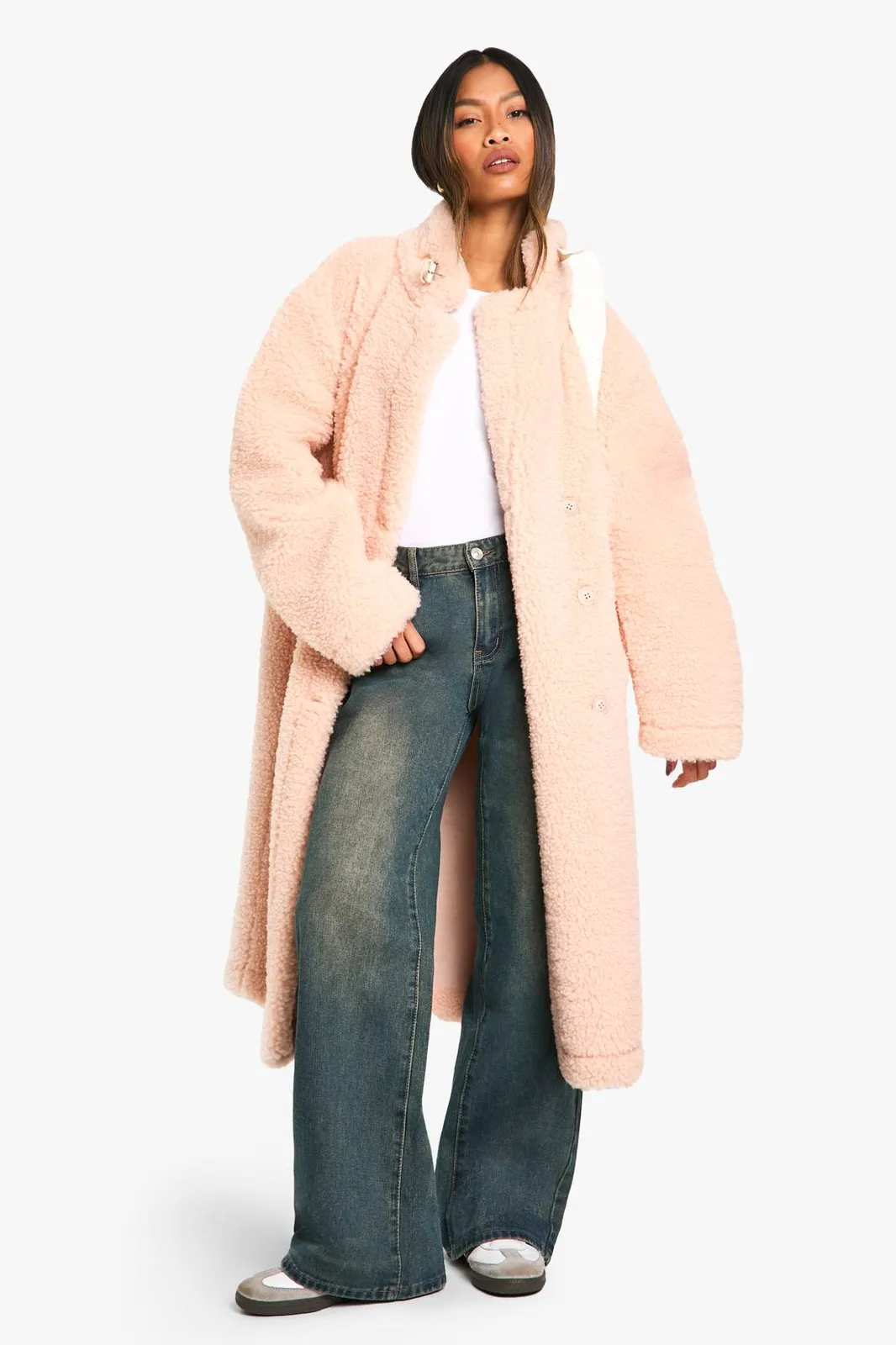 Boohoo Reversible Longline Aviator in Pink