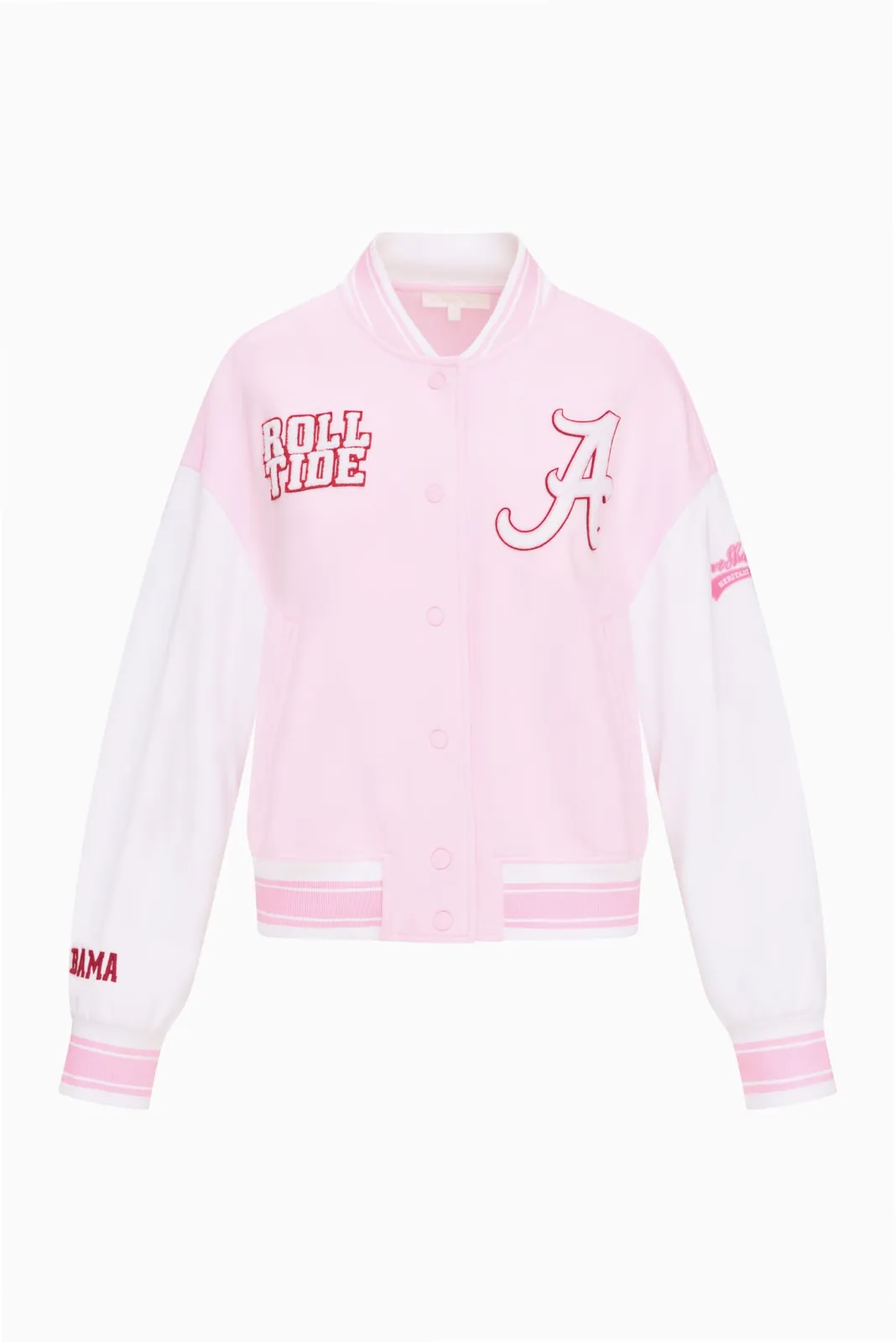 Fanatics x LoveShackFancy Collegiate Varsity Jacket in BAMA PINK
