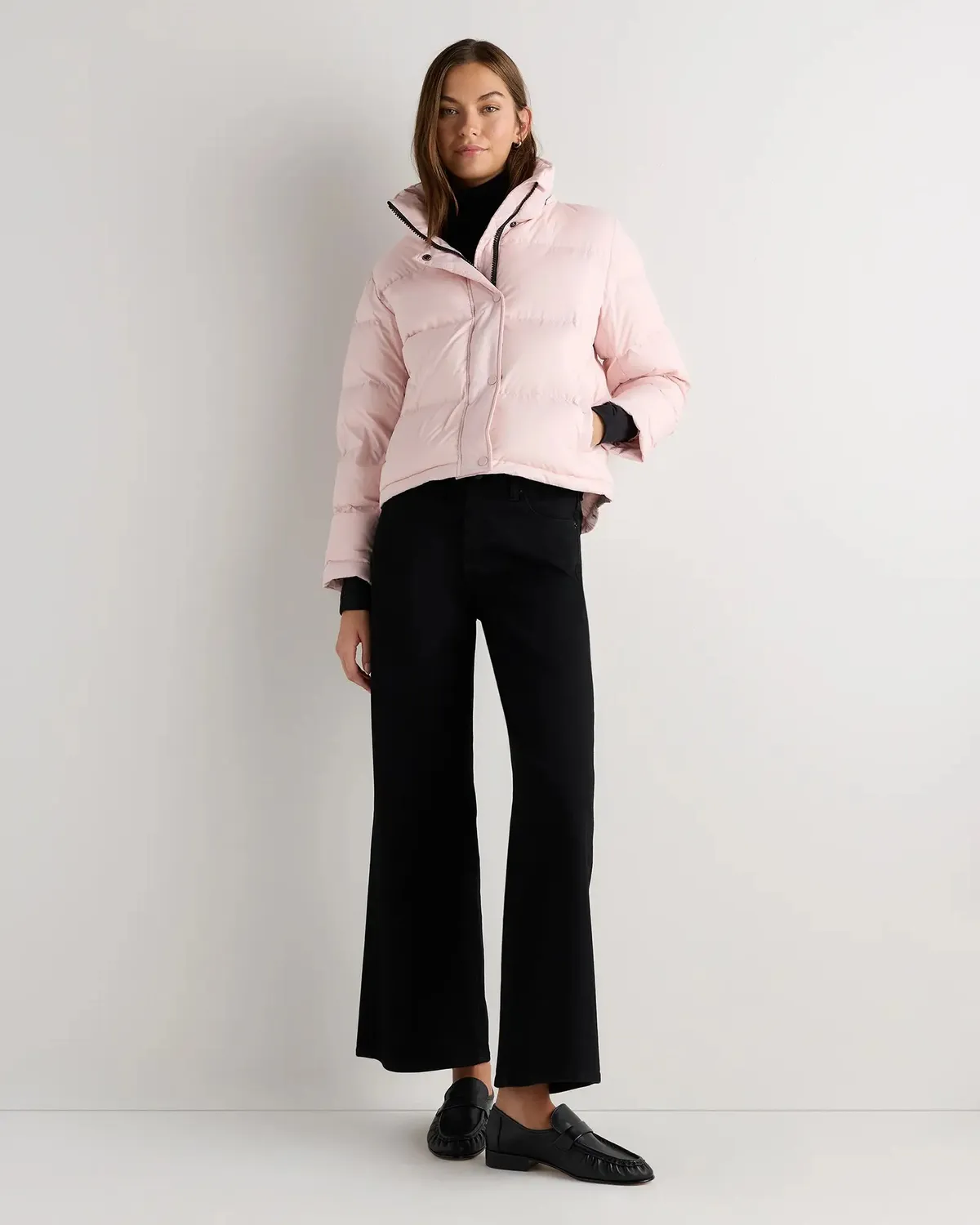 Responsible Down Cropped Puffer Jacket in Fondant Pink
