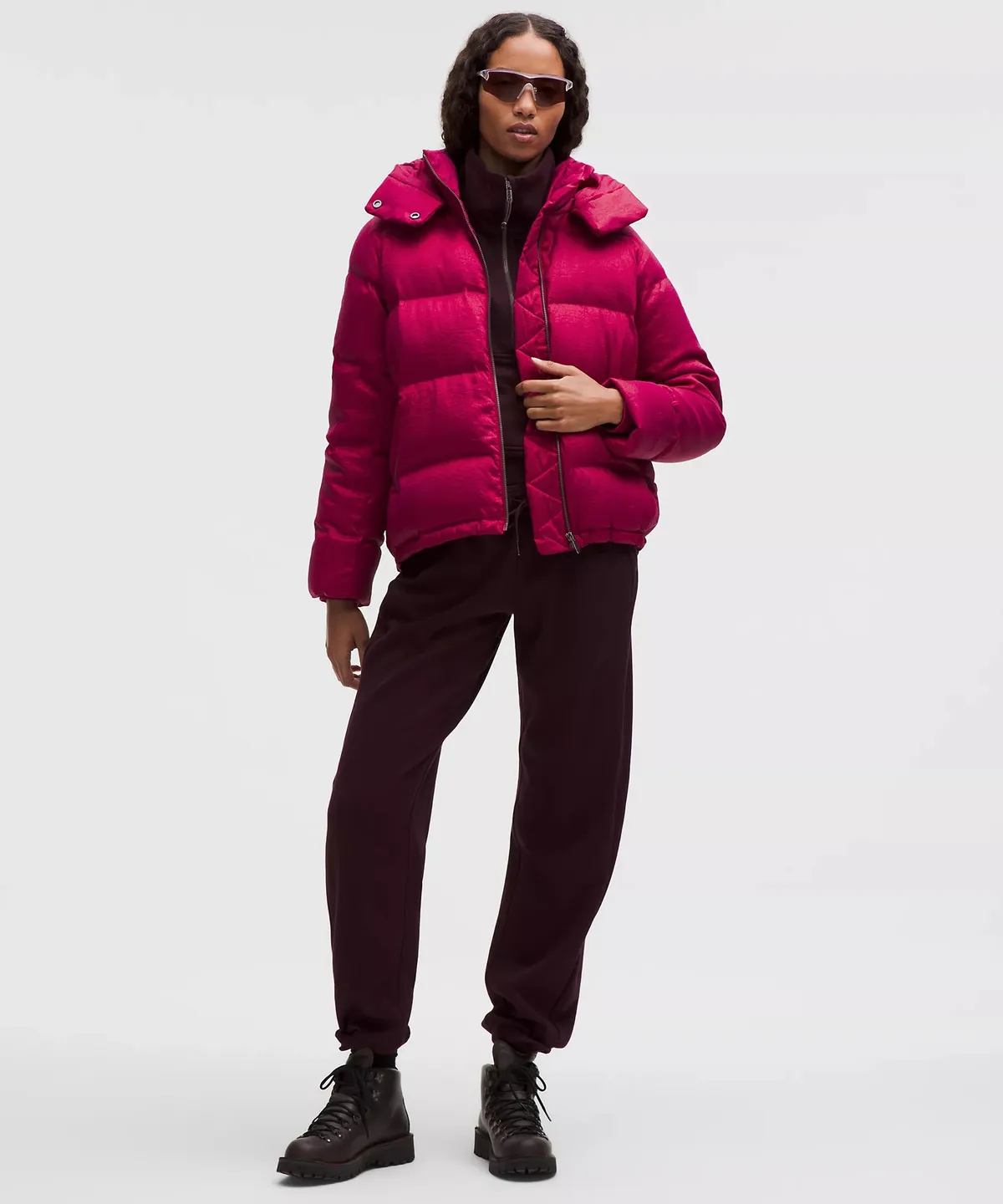 Wunder Puff 600-Down-Fill Jacket Shine in Berry Rumble