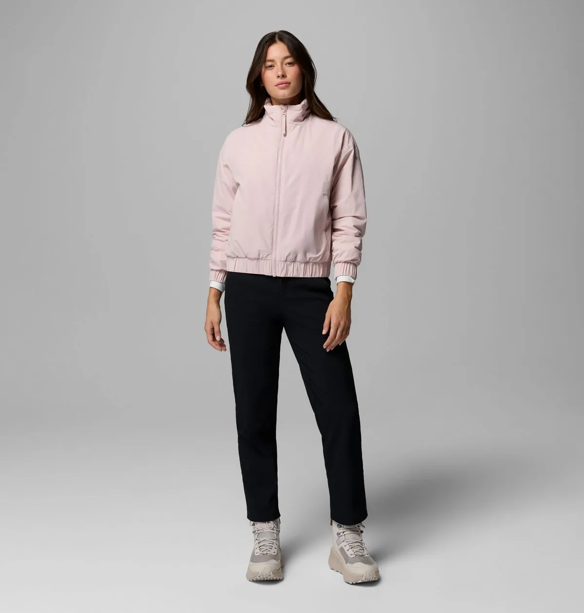 AmazeStretch Insulated Bomber Jacket in Mineral Pink