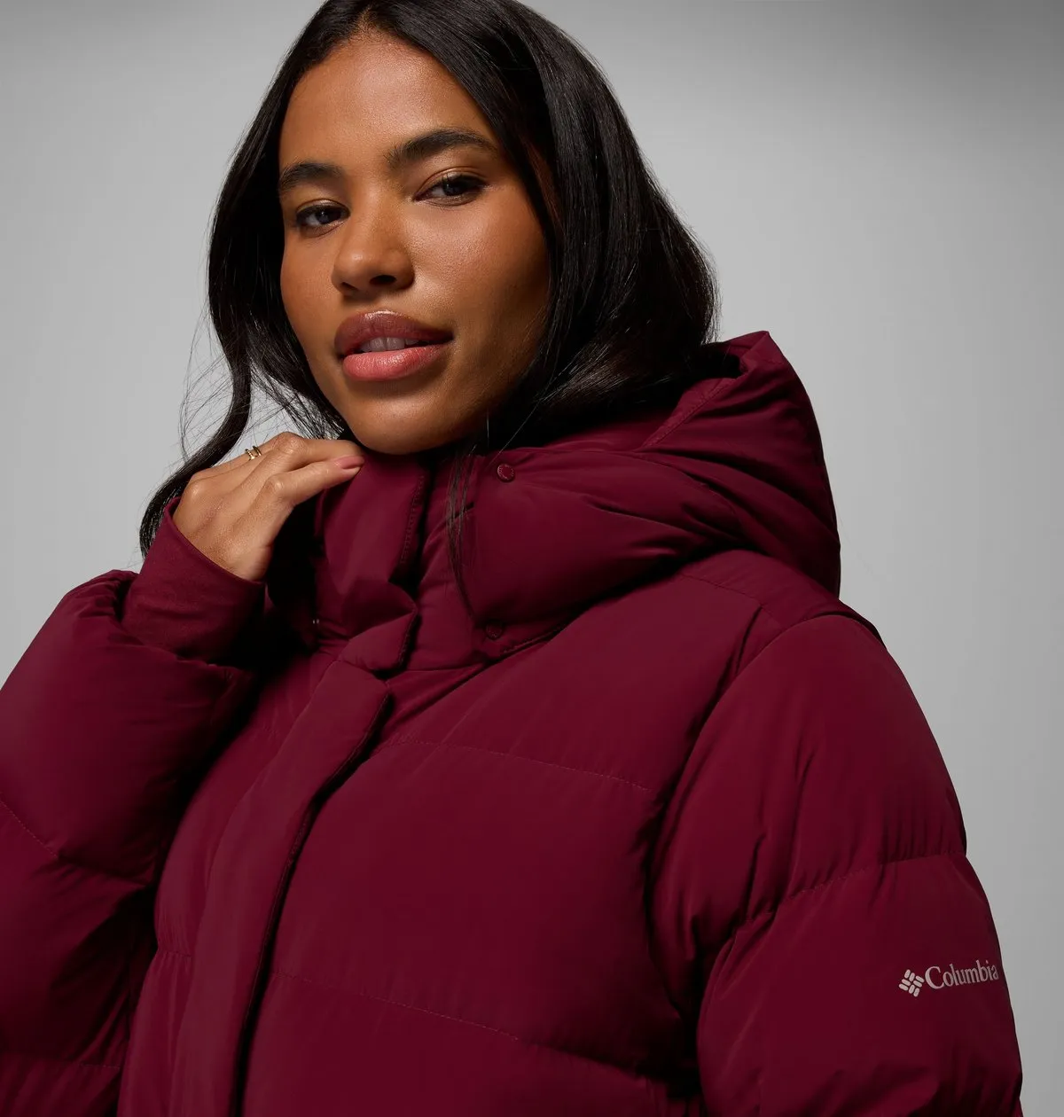 Women’s Amaze Puff Long Hooded Jacket in Mineral Pink