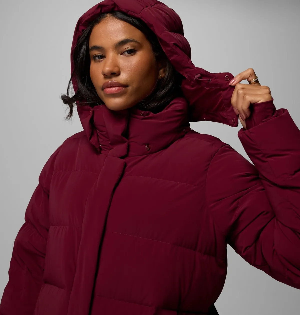 Women’s Amaze Puff Long Hooded Jacket in Mineral Pink