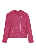 Rachel Cropped Biker Jacket, Alternate, color, Pink Gerbera