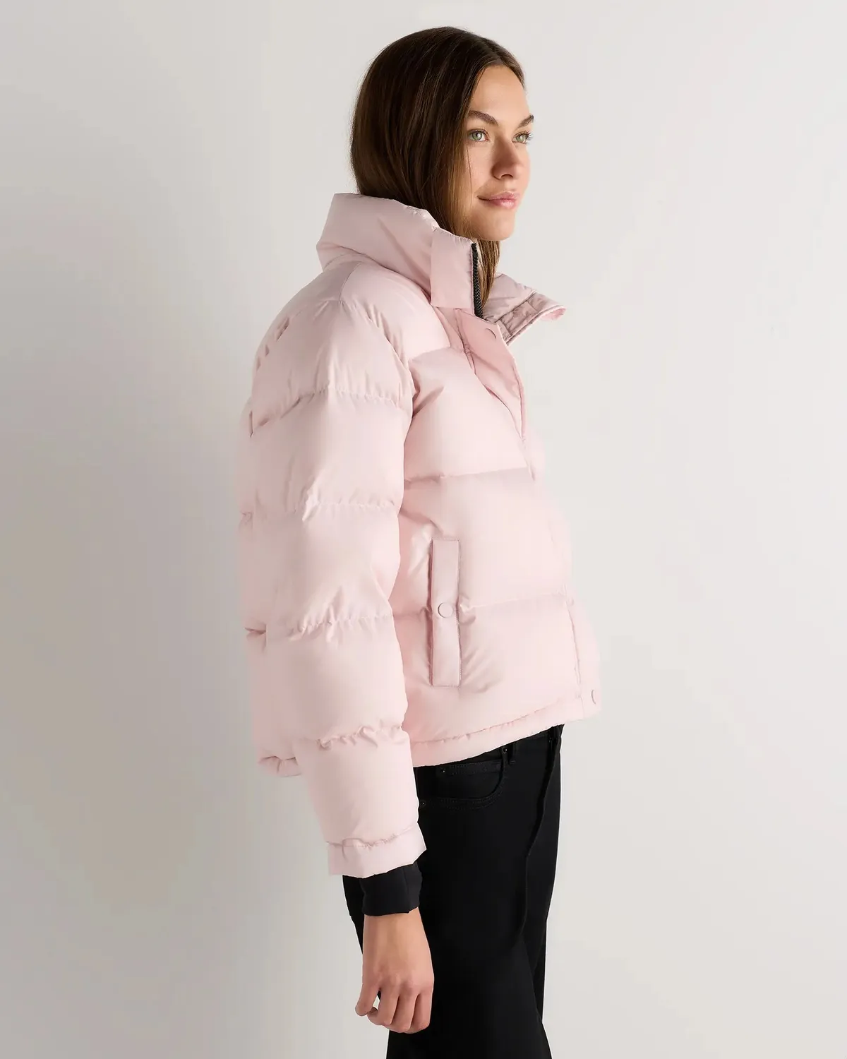 Responsible Down Cropped Puffer Jacket in Fondant Pink