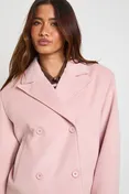 Double Breast Wool Look Jacket in Pink