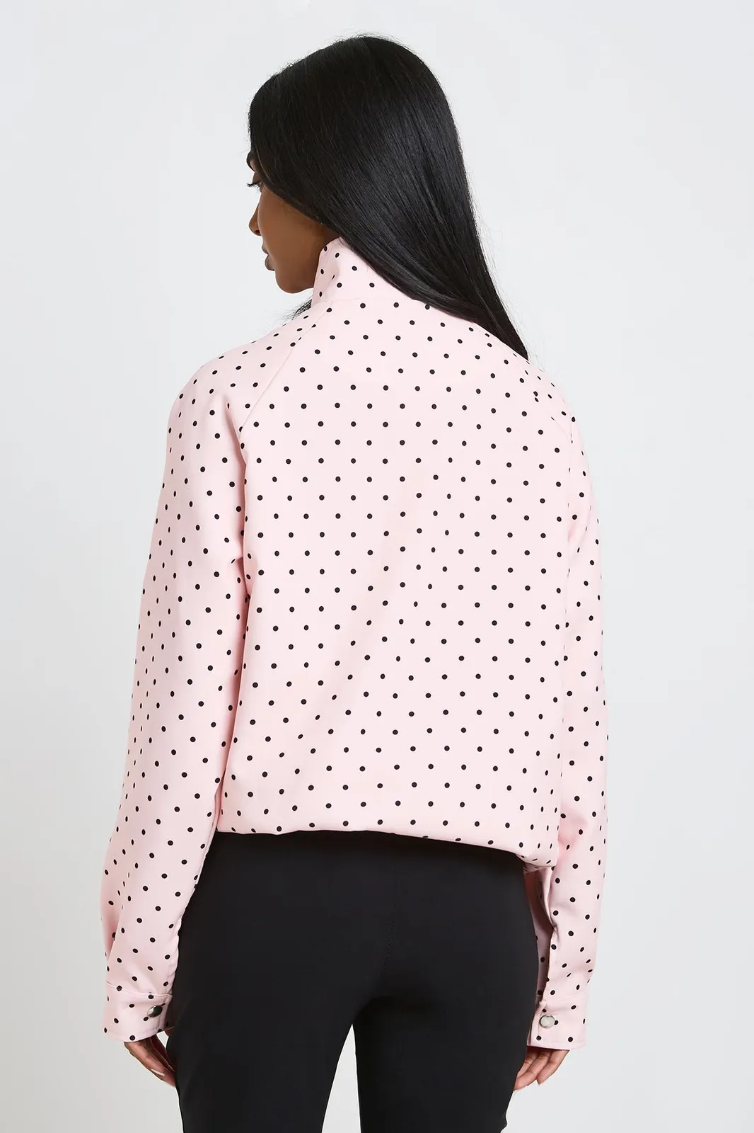 Polka Dot Funnel Neck Jacket in Pink