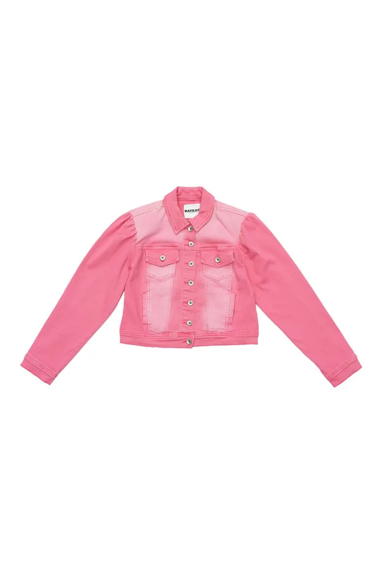 Puff Shoulder Crop Denim Jacket, Alternate, color, RAZ