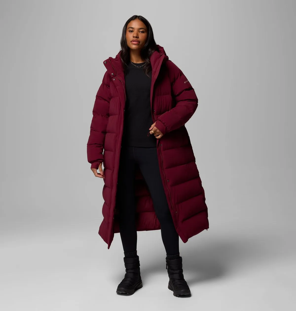 Women’s Amaze Puff Long Hooded Jacket in Mineral Pink
