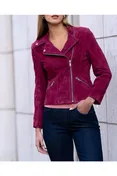 Hudson Suede Biker Jacket, Alternate, color, Bordeaux Blush