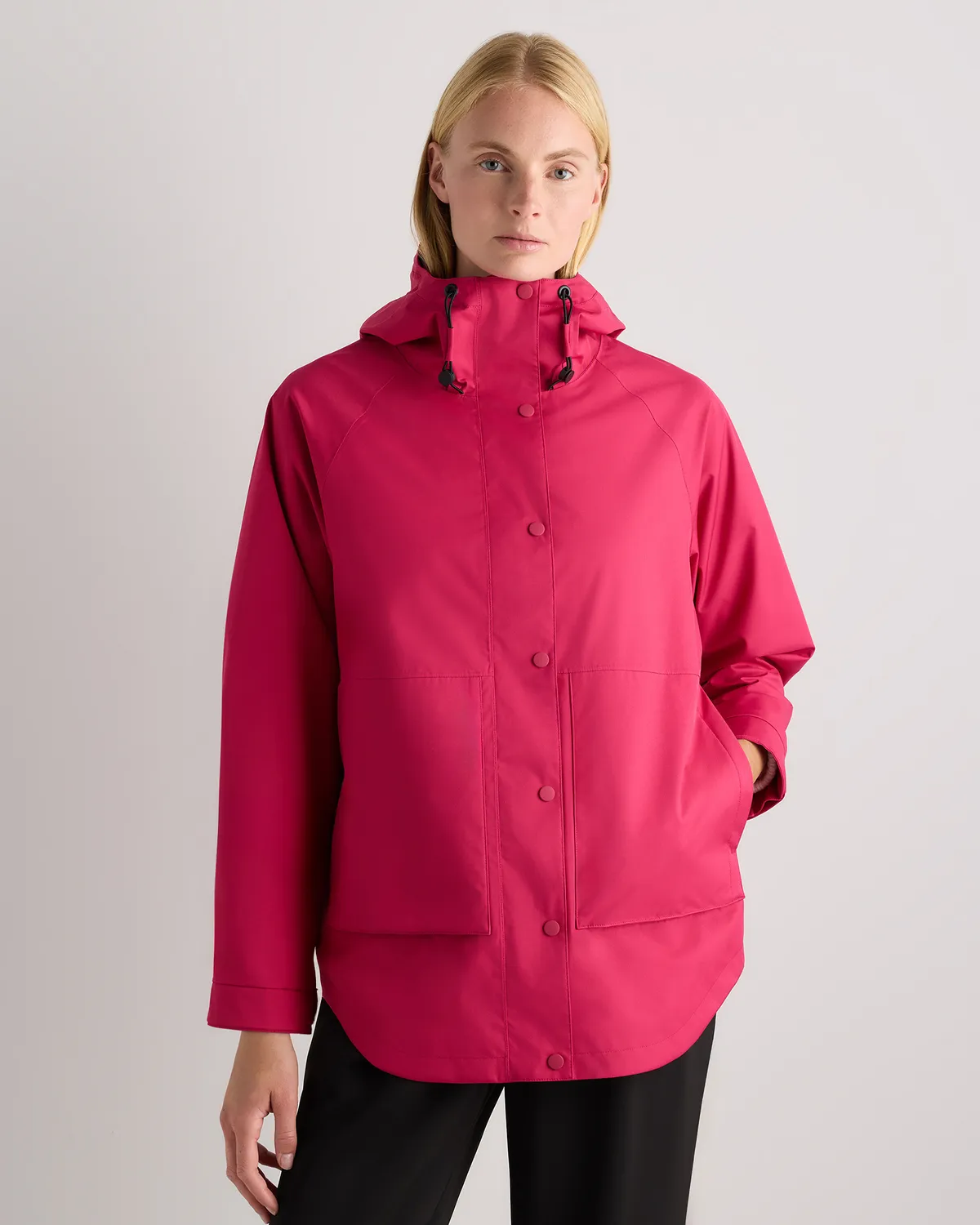 Weather Proof Oversized Rain Jacket in Amaranth Pink
