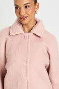 Wool Look Button Up Jacket in Pink