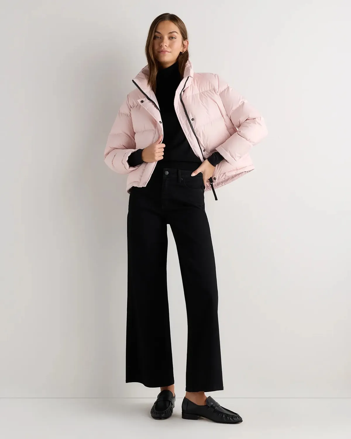 Responsible Down Cropped Puffer Jacket in Fondant Pink