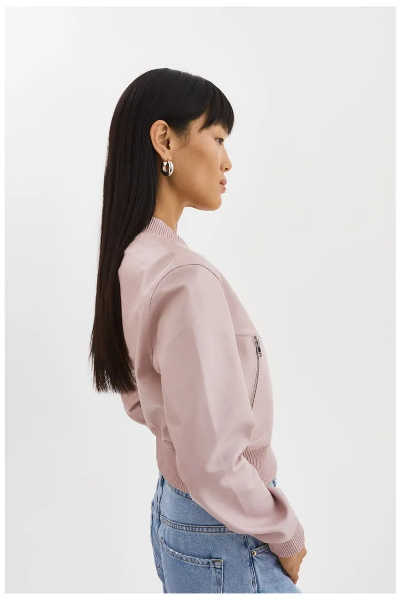 Kordella | Reversible Leather Bomber Jacket, Alternate, color, Rose/Silver
