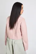 Faux Leather Zip Jacket in Pink