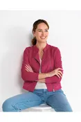 Rachel Cropped Biker Jacket, Alternate, color, Pink Gerbera