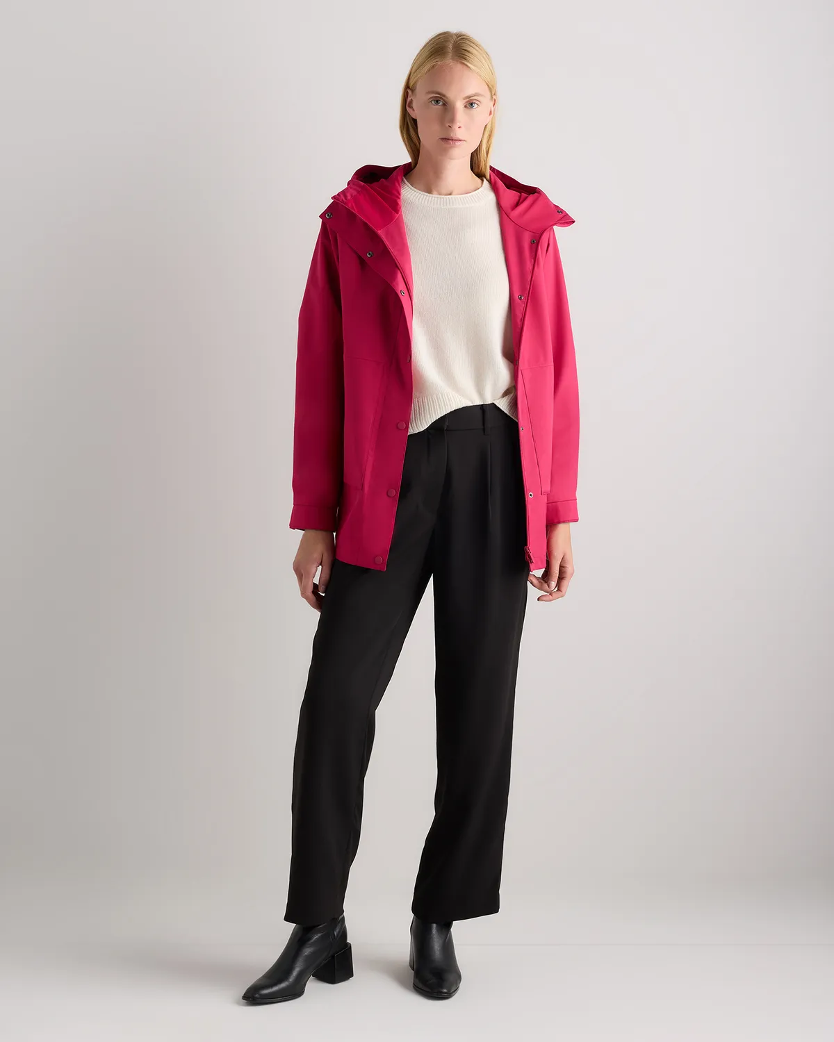 Weather Proof Oversized Rain Jacket in Amaranth Pink