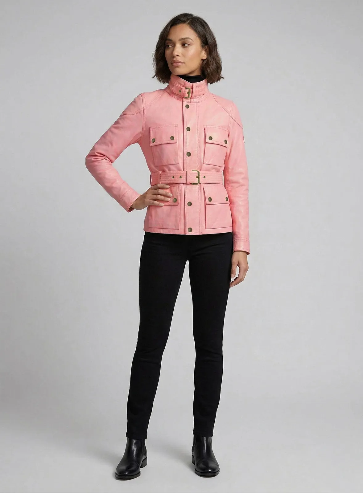 Light Pink Leather Jacket # 286 in Pink (collection sample)