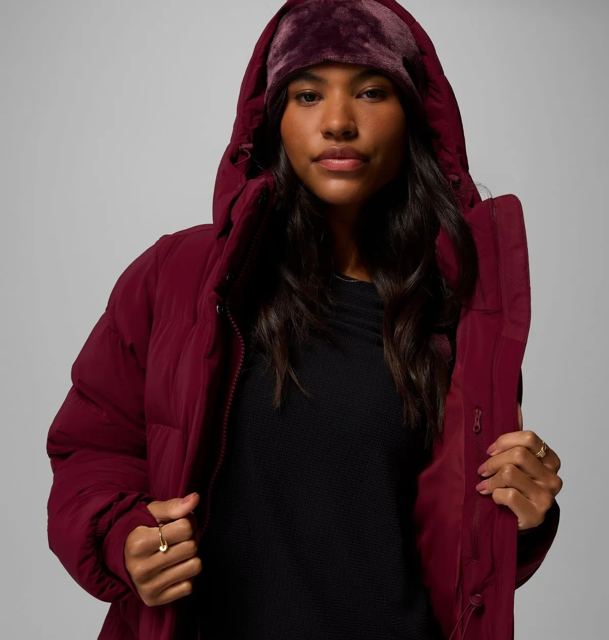Women’s Amaze Puff Long Hooded Jacket in Mineral Pink