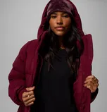 Women’s Amaze Puff Long Hooded Jacket in Mineral Pink