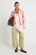 Wool Look Button Up Jacket in Pink