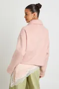 Wool Look Button Up Jacket in Pink