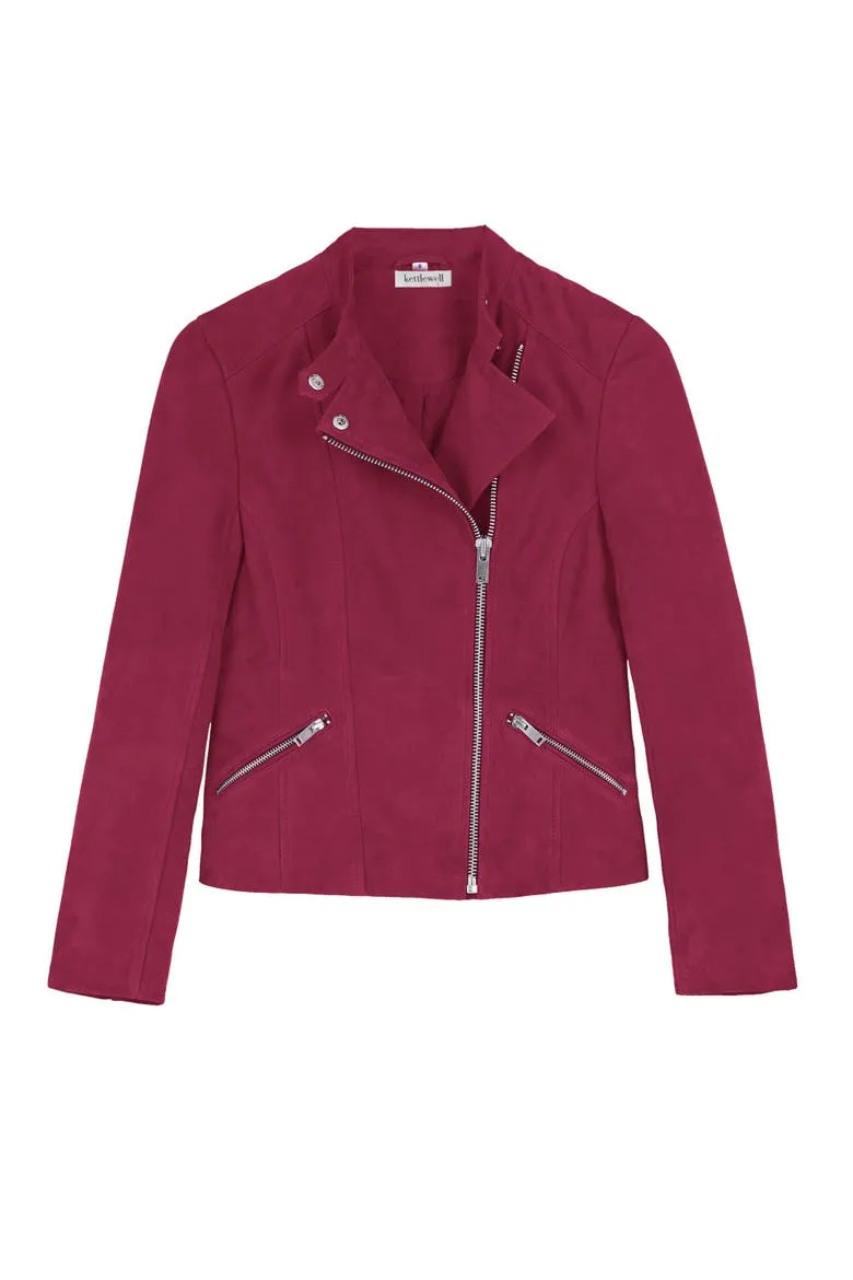 Hudson Suede Biker Jacket, Alternate, color, Bordeaux Blush