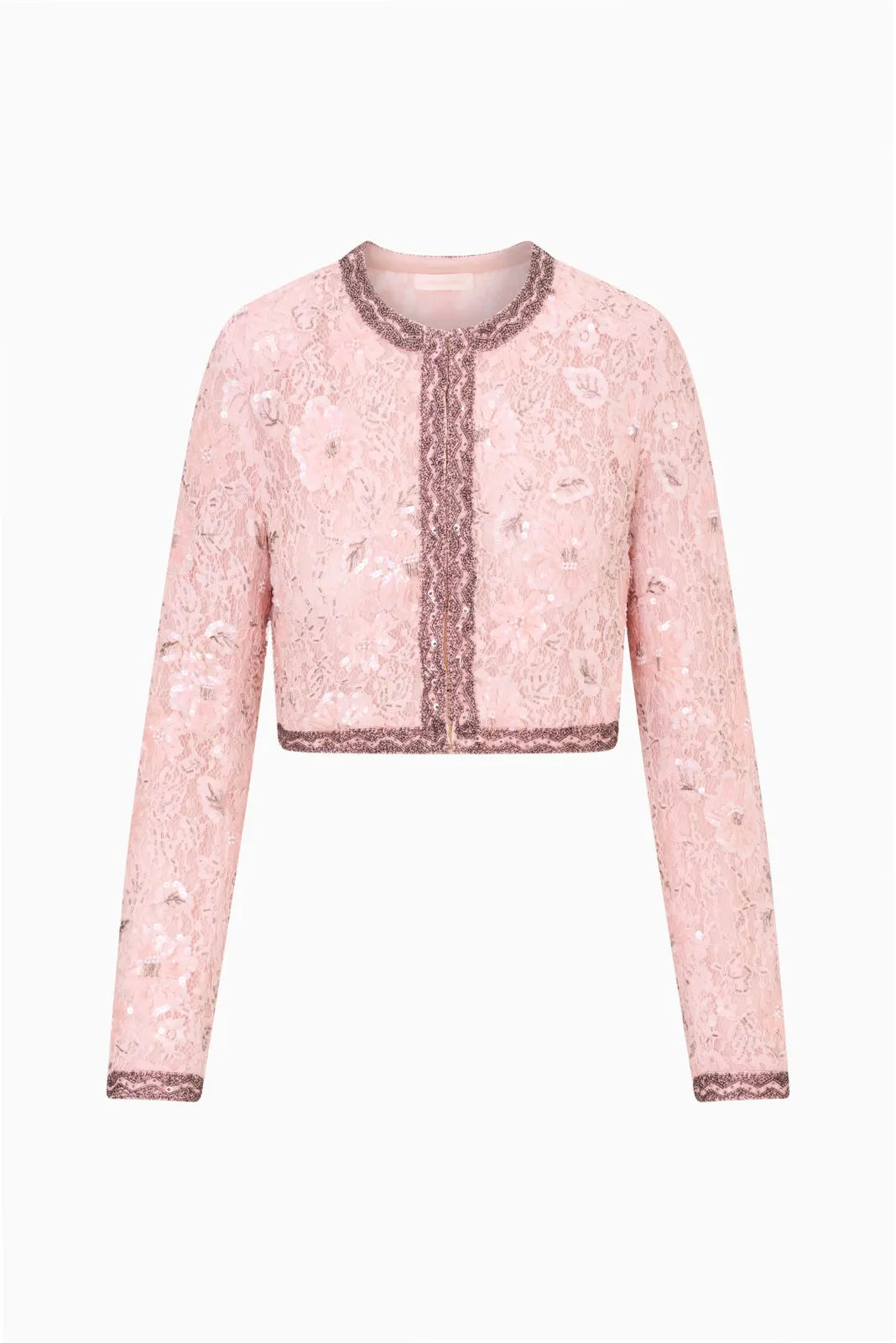 Eloweth Embellished Cropped Jacket in OPALINE PINK