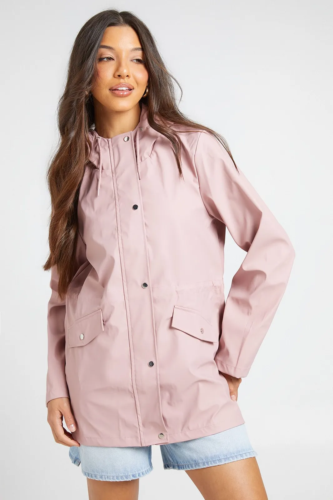 Hooded Rubberised Festival Mac in Pink