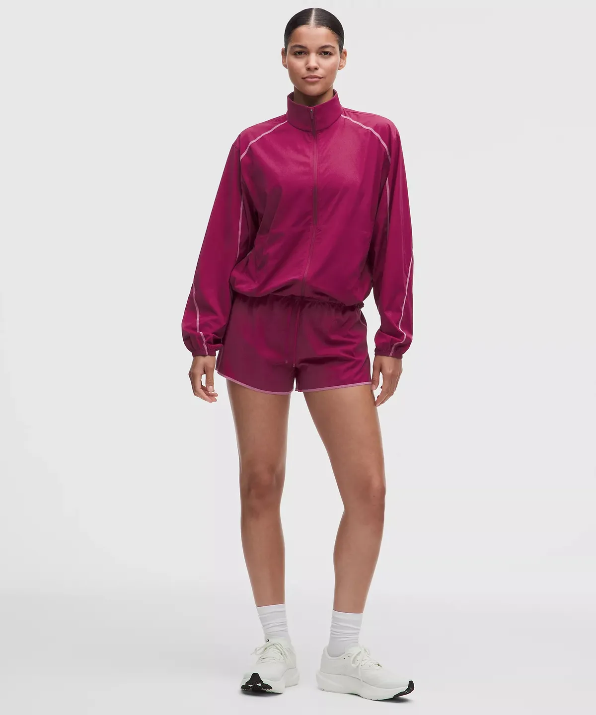 Two-Toned Track Jacket in Raspberry Rave