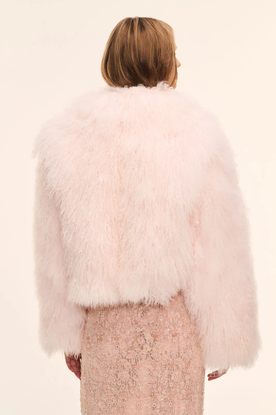 Brendine Shearling Jacket in PALE PINK