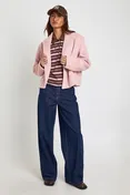 Double Breast Wool Look Jacket in Pink