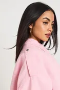Oversized Denim Bomber in Pink