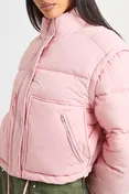 Funnel Neck Puffer Jacket in Pink