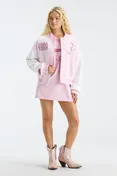 Fanatics x LoveShackFancy Collegiate Varsity Jacket in BAMA PINK
