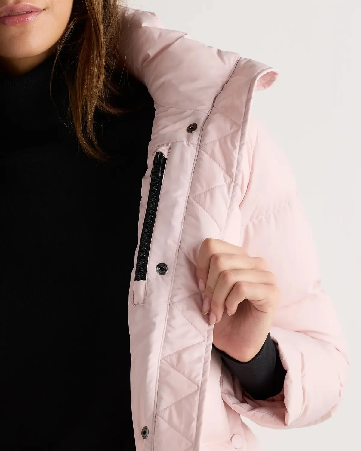 Responsible Down Cropped Puffer Jacket in Fondant Pink