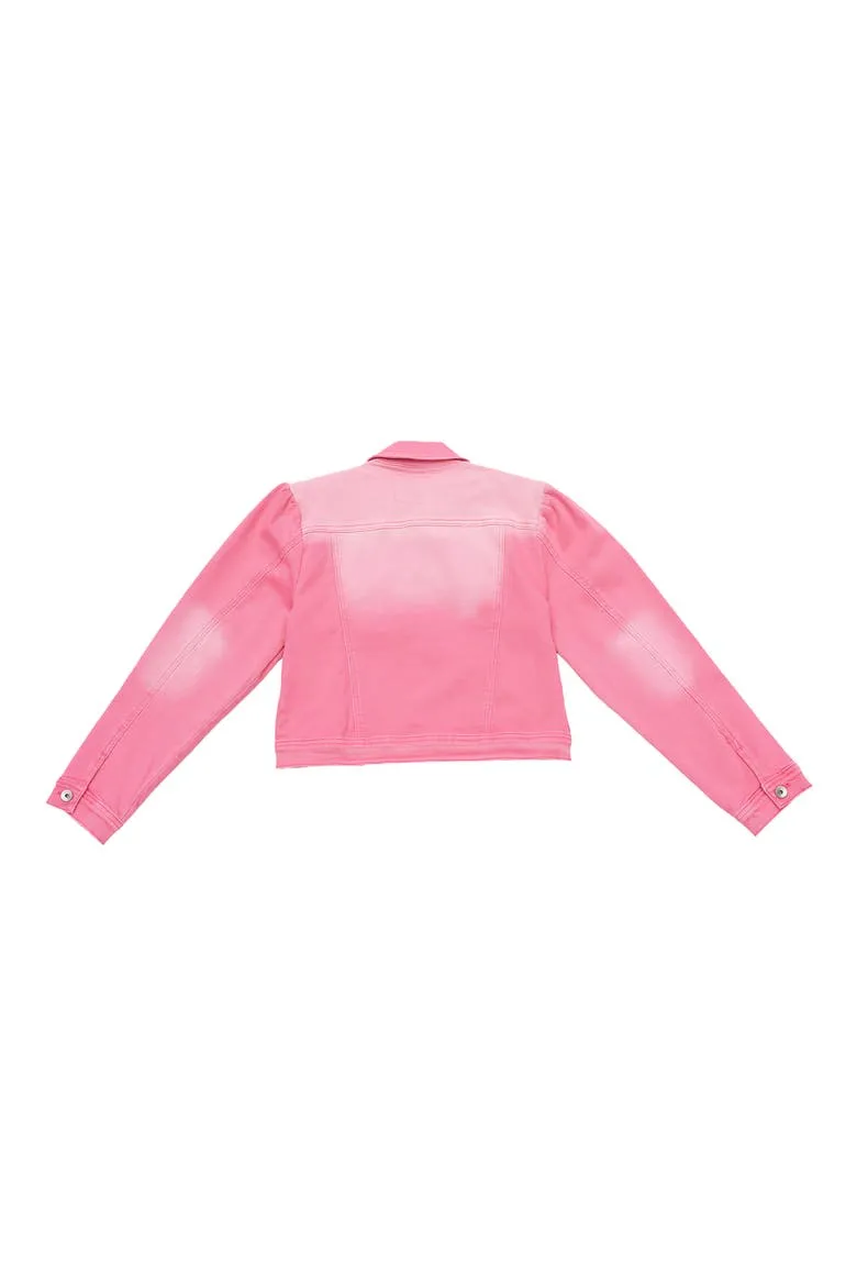 Puff Shoulder Crop Denim Jacket, Alternate, color, RAZ