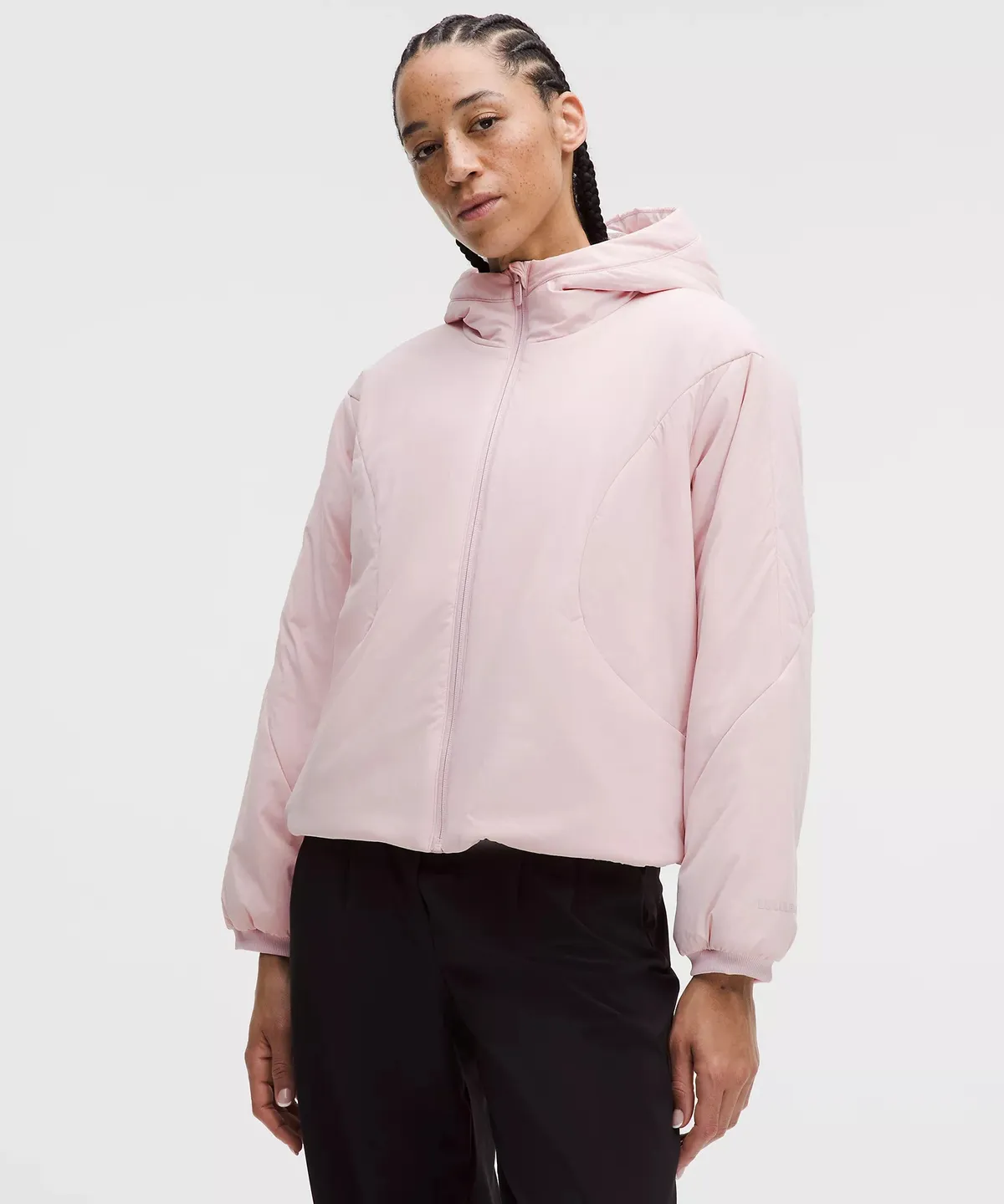 Water-Resistant Insulated Hooded Jacket in Porcelain Pink
