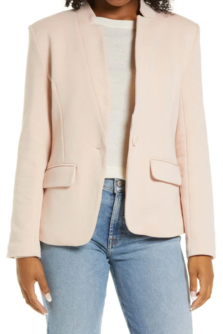 GIBSONLOOK Inverted Notch Knit Blazer in Pink Smoke