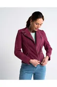 Kettlewell Hudson suede biker jacket in Bordeaux Blush