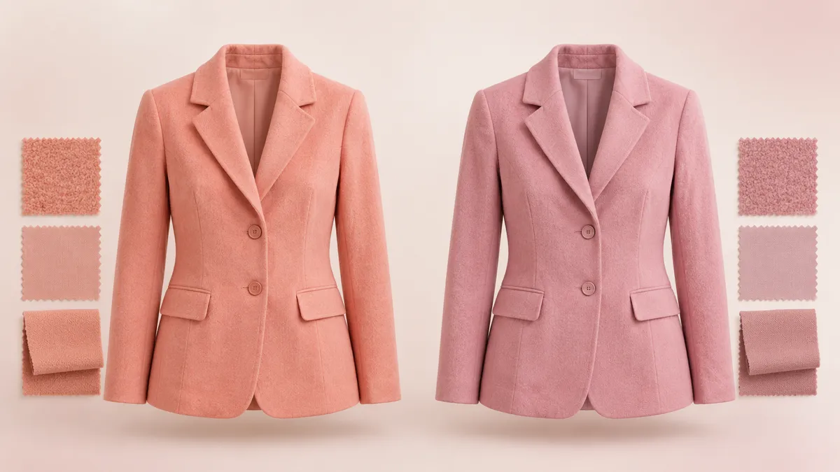 Warm coral pink and cool rose pink jackets under the same light